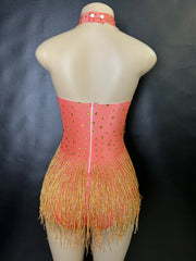 sleeveless bodysuit fringe performance leotards