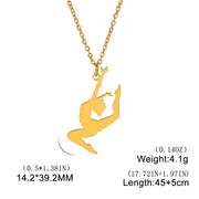 Gymnastic Jewelry & Ballet Jewelry for Ballerina Dancer Gymnast Gold Necklace Rhythmic Stainless Steel  Sport Jewelry - DancerInn E-gold