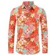 Mens Paisley Dress Shirt – 70s Hippie Shirt with Disco Floral Printed Long Sleeve Vintage Ethnic Pattern for Casual Party - DancerInn YCZHK2024091L2-5XL 22.95