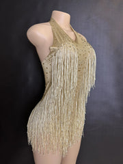 women's bodysuit fringe stage costume