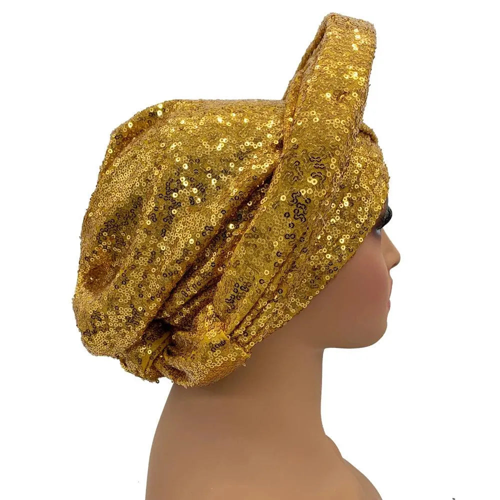 Nigerian Gele, African Gele Head Tie, Womens Sequins Cap | DancerInn