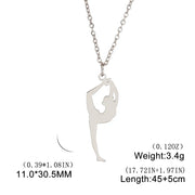 Gymnastic Jewelry & Ballet Jewelry for Ballerina Dancer Gymnast Gold Necklace Rhythmic Stainless Steel  Sport Jewelry - DancerInn D-steel