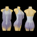 halter rhinestone body suit with fringe - 38490053181623 - 38490053181623