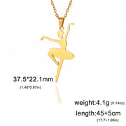 Gymnastic Jewelry & Ballet Jewelry for Ballerina Dancer Gymnast Gold Necklace Rhythmic Stainless Steel  Sport Jewelry - DancerInn ballerina-B-G