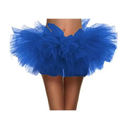 Ballet Tutu Skirt Women - Layered Tulle Fluffy Mini Ballet Skirt with Elastic Waist for Practice - DancerInn Blue / One size