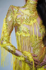 rhinestone fringe bodysuit for women - 35117250543799 - 35117250543799