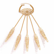 Claw Bracelet with Finger Chain - Vintage Lace Hand Harness Bracelet Black, Silver & Gold Gothic Jewelry - DancerInn 