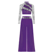 wide leg kids dance pants with slits