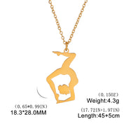 Gymnastic Jewelry & Ballet Jewelry for Ballerina Dancer Gymnast Gold Necklace Rhythmic Stainless Steel  Sport Jewelry - DancerInn C-gold