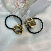 Gold Metal Ponytail Holder & Hair Tie - 4pcs Half-Bend Hair Elastic Rubber Band with Minimal Design DancerInn