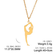 Gymnastic Jewelry & Ballet Jewelry for Ballerina Dancer Gymnast Gold Necklace Rhythmic Stainless Steel  Sport Jewelry - DancerInn D-gold