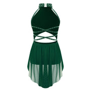 Ballet Dress Girl - Sleeveless Rhinestones Ballet Leotards for Girls Gymnastics, Ice Skating,  Lyrical, Latin & Contemporary Dance - DancerInn Kids Ballet Dresses