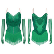 ladies latin fringe bodysuit
