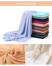 Solid Color Chiffon Hijab Long Wrap Scarf for Muslim Women Ladies Jersey Veil Headscarves - DancerInn