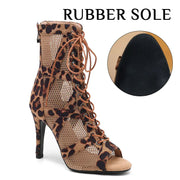 Leopard Print High Heel Sandals - Women's Dance Heels Shoes for Latin Jazz Tango Salsa Pole Dance DancerInn
