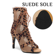Leopard Print High Heel Sandals - Women's Dance Heels Shoes for Latin Jazz Tango Salsa Pole Dance DancerInn