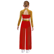 kids dance pants side slit