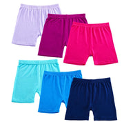 Girls Dance Underwear - 6pcs Solid Color Elastic Waist Toddler Kds Bike Shorts Leggings for 2-10 Years - DancerInn Color4-6pcs / L
