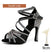 Schwarze Wildledersohle, 9 cm Absatz / US 4,5/EU 34 - Lateinamerikanische Tanzsportschuhe – Jazz-, Bachata- und Salsa-Schuhe mit Strass-Wildledersohle für Damen