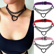 Heart Choker Necklace - Gothic Harajuku PU Collar Punk Rock Choker Chain for Dance Party Club DancerInn