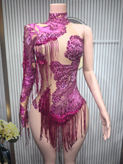 rhinestone fringe bodysuit