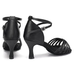 adjustable crystal buckle latin dance shoes mid heel salsa shoes for women - 35891840942263 - 35891840942263