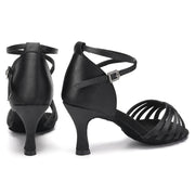 adjustable crystal buckle latin dance shoes mid heel salsa shoes for women
