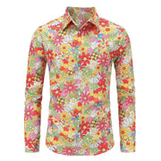 Mens Paisley Dress Shirt – 70s Hippie Shirt with Disco Floral Printed Long Sleeve Vintage Ethnic Pattern for Casual Party - DancerInn YCZHK2024091L3-5XL 22.95