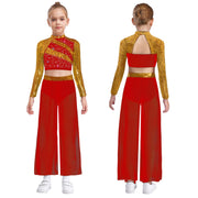 kids dance pants wide leg chiffon