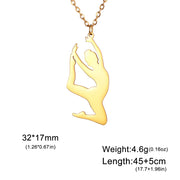 Gymnastic Jewelry & Ballet Jewelry for Ballerina Dancer Gymnast Gold Necklace Rhythmic Stainless Steel  Sport Jewelry - DancerInn L-gold