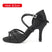 Black-Suede Sole-8.5cm Heel / US 4.5/EU 34 - Ballroom Dance Shoes Women - Satin Mid High Heel Suede Sole Dancing Sneaker for Latin Bachata Jazz