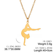 Gymnastic Jewelry & Ballet Jewelry for Ballerina Dancer Gymnast Gold Necklace Rhythmic Stainless Steel  Sport Jewelry - DancerInn B-gold