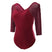 Cotone bordeaux / S - Body con maniche corte - Body da ginnastica elasticizzato con giunzioni in rete per danza da donna