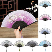 flower pattern hand folding fan