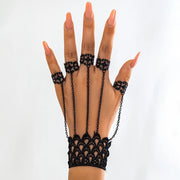 Gothic Bracelets Punk Chain Finger Bracelet Adjustable Vintage Link Hand Harness Ring for Parties, Festivals, and Daily Wear - DancerInn Women Dance Accessories Black