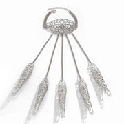 Claw Bracelet with Finger Chain - Vintage Lace Hand Harness Bracelet Black, Silver & Gold Gothic Jewelry - DancerInn 