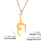 Gymnastic Jewelry & Ballet Jewelry for Ballerina Dancer Gymnast Gold Necklace Rhythmic Stainless Steel  Sport Jewelry - DancerInn A-gold