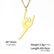 Gymnastic Jewelry & Ballet Jewelry for Ballerina Dancer Gymnast Gold Necklace Rhythmic Stainless Steel  Sport Jewelry - DancerInn K-gold