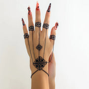 Gothic Bracelets Punk Chain Finger Bracelet Adjustable Vintage Link Hand Harness Ring for Parties, Festivals, and Daily Wear - DancerInn Women Dance Accessories Black-2