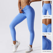 Women High Waist Butt Lifting V Butt Push Up Shaping Toning Sculpting Slimming Yoga Gym Fitness Center Exercise Leggings - DancerInn