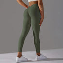 Leggings de cintura alta para levantamento de bumbum, modelagem e exercícios de ioga fitness - Exército verde / M