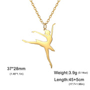 Gymnastic Jewelry & Ballet Jewelry for Ballerina Dancer Gymnast Gold Necklace Rhythmic Stainless Steel  Sport Jewelry - DancerInn ballerina-A-G