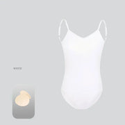 Dance Camisole - Sleeveless Bodysuit Dance Costumes with Adjustable Straps & Ruched Front for Gymnastics - DancerInn White / xxl 23.47