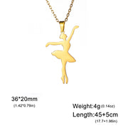 Gymnastic Jewelry & Ballet Jewelry for Ballerina Dancer Gymnast Gold Necklace Rhythmic Stainless Steel  Sport Jewelry - DancerInn ballerina-C-G
