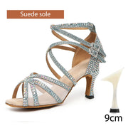 open toe rhinestone latin shoes