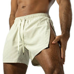 Mens Split Running Shorts - Quick Dry Athletic Cargo Shorts for Men Breathable Elastic Waist Summer Sports Workout Gym Jogger for Fitness Training - DancerInn Off-white-XXL - 32502999548087 - 32502999548087
