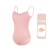 Dance Camisole - Sleeveless Bodysuit Dance Costumes with Adjustable Straps & Ruched Front for Gymnastics - DancerInn Pink 1 / xxl 24.63