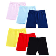 Girls Dance Underwear - 6pcs Solid Color Elastic Waist Toddler Kds Bike Shorts Leggings for 2-10 Years - DancerInn Color5-6pcs / L