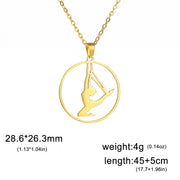 Gymnastic Jewelry & Ballet Jewelry for Ballerina Dancer Gymnast Gold Necklace Rhythmic Stainless Steel  Sport Jewelry - DancerInn Circle-gold