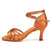 Brown-Suede Sole-7.5m Heel / US 4.5/EU 34 - Salsa Dance Shoes for Women - Satin Mid High Heel Dance Shoes Latin Suede Sole for Jazz Bachata
